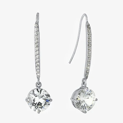 Sparkle Allure Womens Cubic Zirconia Pure Silver Over Brass Oval Drop Earrings