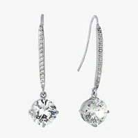 Sparkle Allure Womens Cubic Zirconia Pure Silver Over Brass Oval Drop Earrings