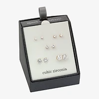 Sparkle Allure Womens Cubic Zirconia 14K Gold Over Brass Hypoallergenic 5 Pair Earring Set