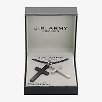 J.P. Army Men's Jewelry Stainless Steel 24 Inch Cable Cross Pendant Necklace