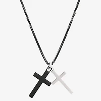J.P. Army Men's Jewelry Stainless Steel 24 Inch Cable Cross Pendant Necklace