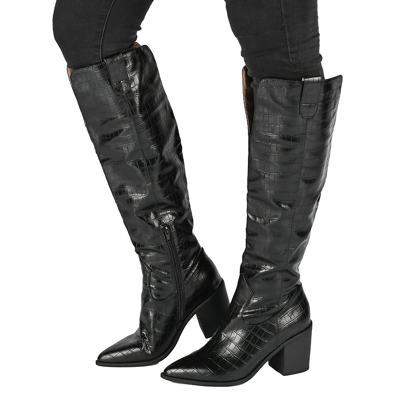 Journee Collection Womens Therese Stacked Heel Cowboy Boots