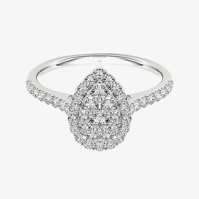 3/4 CT.T.W. Natural Diamond 10K White Gold Pear-Shaped Engagement Ring