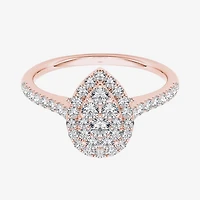3/4 CT.T.W. Natural Diamond 10K Rose Gold Pear-Shaped Engagement Ring