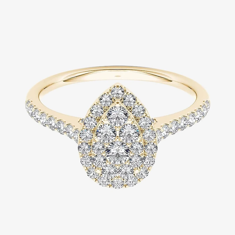 3/4 CT.T.W. Natural Diamond 10K Yellow Gold Pear-Shaped Engagement Ring