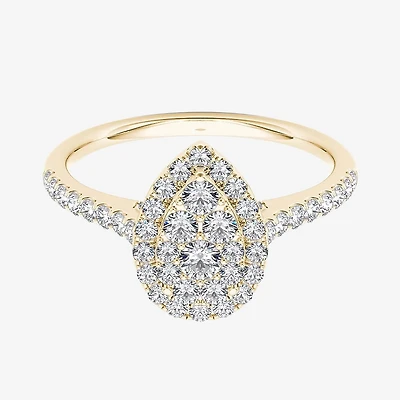 3/4 CT.T.W. Natural Diamond 10K Yellow Gold Pear-Shaped Engagement Ring