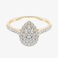 3/4 CT.T.W. Natural Diamond 10K Yellow Gold Pear-Shaped Engagement Ring