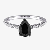 Midnight Black Womens 1 1/10 CT. T.W.  Natural Diamond 14K Gold Pear Engagement Ring