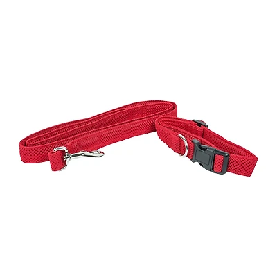 Pet Life Aero Mesh 2-In-1 Dual Sided Comfortable And Breathable Adjustable Mesh-Collar 4 Ft Dog Leash