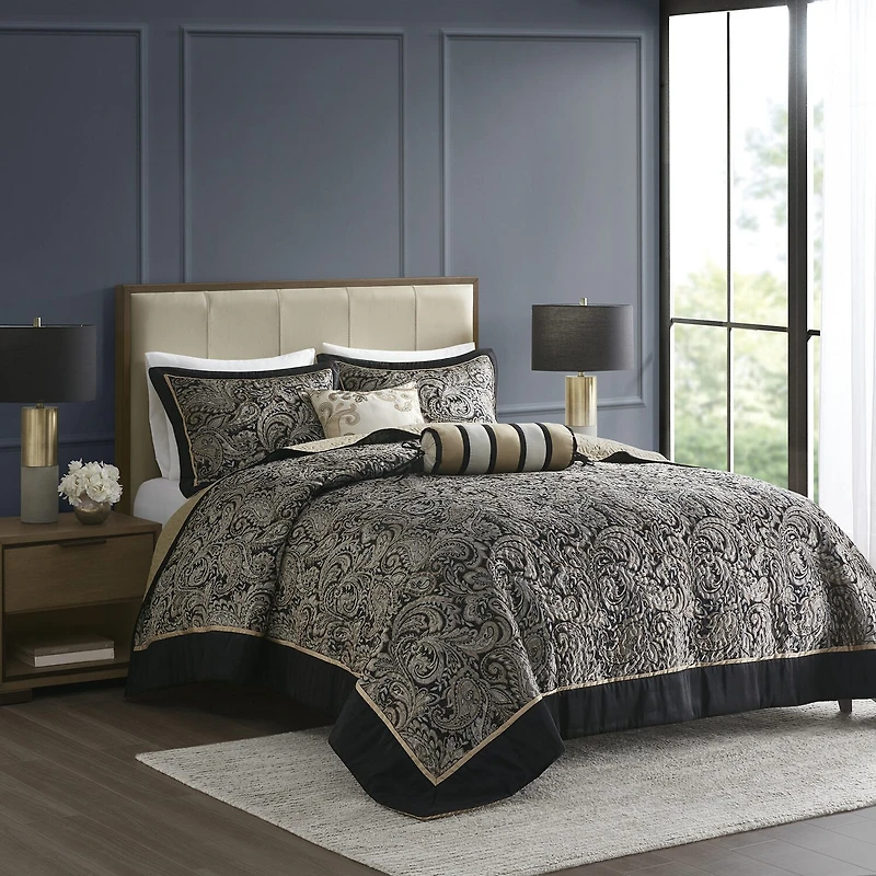 Madison Park Whitman 5 Piece Reversible Jacquard Bedspread Set