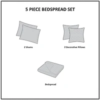 Madison Park Whitman 5 Piece Reversible Jacquard Bedspread Set