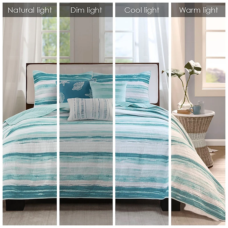 Madison Park Anchorage 6-Pc Printed Quilt Set With Throw Pillows