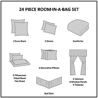 Madison Park Essentials Cadence 24-Pc Complete Bedding Set with Sheets and Window Treatments