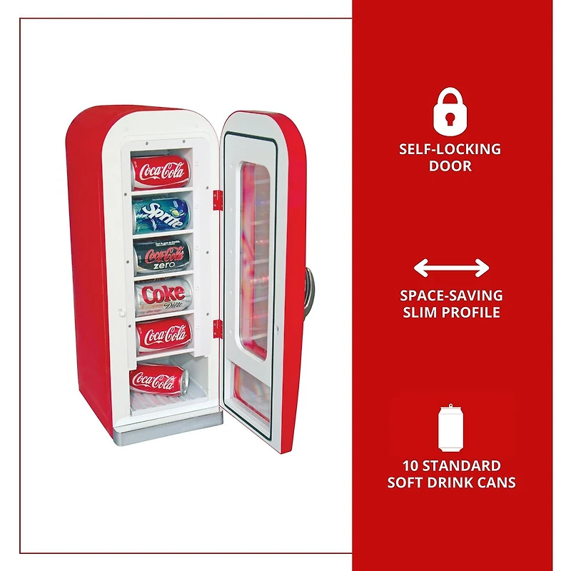 Coca-Cola Retro Vending Machine 10 Can Mini Fridge- Red- AC/DC