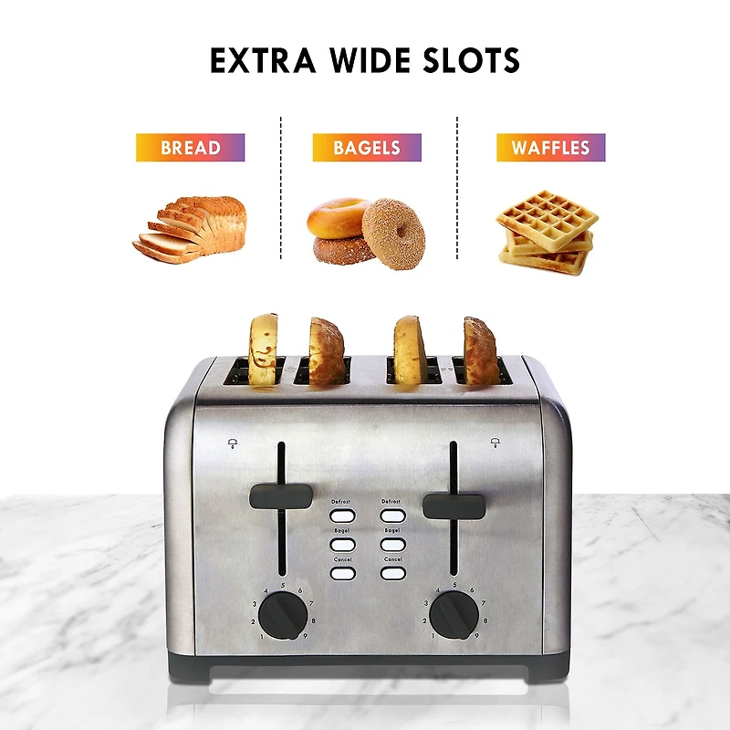 Kenmore 4-Slice Stainless Steel Toaster- Dual Controls- Wide Slot