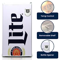 Miller Lite Compact Fridge with Bottle Opener- 90 L/ 95 Qt 3.2 Cu Ft