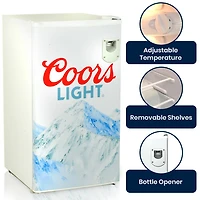 Coors Light Compact Fridge with Bottle Opener- 90 L/ 95 Qt 3.2 Cu Ft