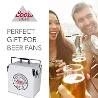 Coors Light Retro Ice Chest Cooler with Bottle Opener 13L (14 qt)- White and Silver