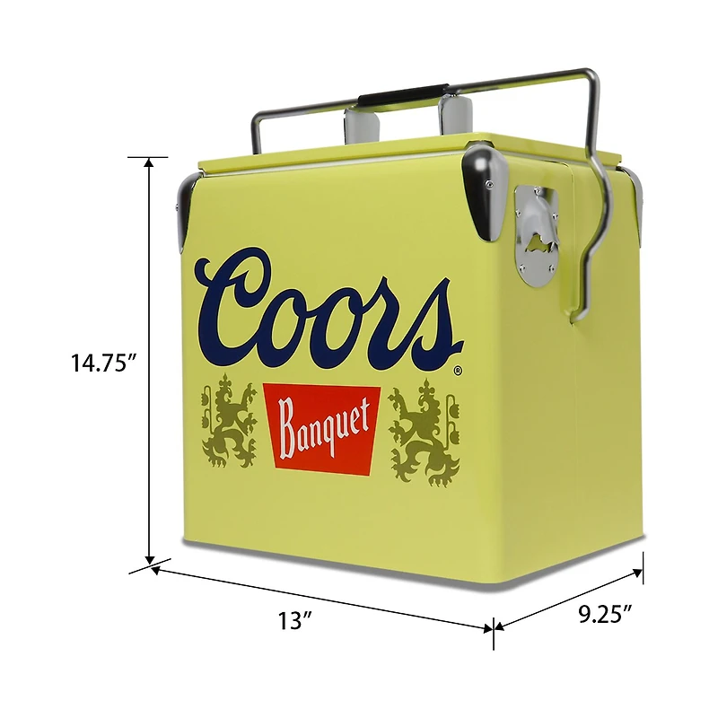 Coors Banquet Retro Ice Chest Cooler with Bottle Opener 13L (14 qt)- Yellow and Silver