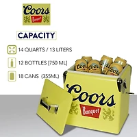 Coors Banquet Retro Ice Chest Cooler with Bottle Opener 13L (14 qt)- Yellow and Silver