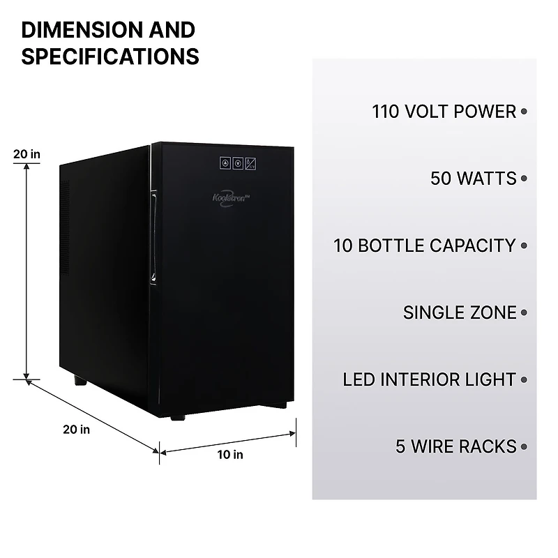 Koolatron Urban Series 10 Bottle Wine Cooler Freestanding Wine Fridge