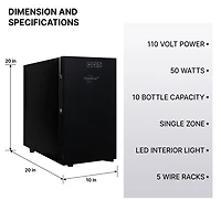 Koolatron Urban Series 10 Bottle Wine Cooler Freestanding Wine Fridge
