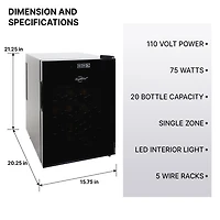 Koolatron 20 Bottle Wine Cooler Freestanding Thermoelectric Wine Fridge