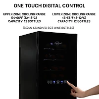 Koolatron 24 Bottle Dual Zone Wine Cooler Freestanding Wine Fridge