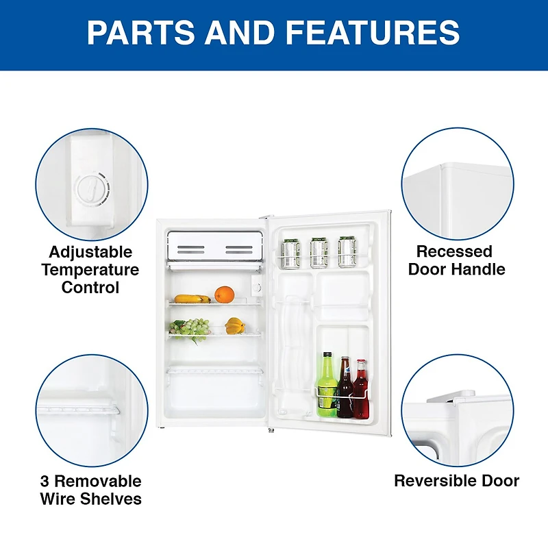 Koolatron Compact Fridge with Freezer- 3.2 Cu Ft- White