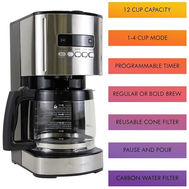 Kenmore Aroma Control Programmable 12-cup Coffee Maker- Black/Stainless