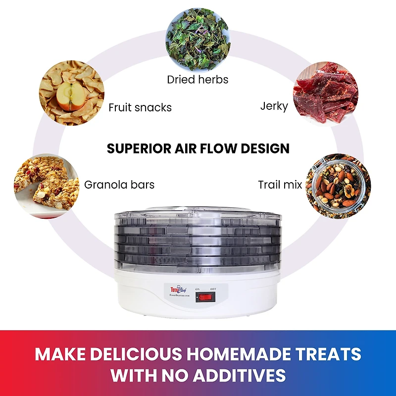 Total Chef Countertop Food Dehydrator- 5 Tray Dryer for Fruit- Jerky