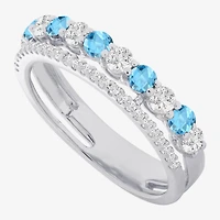 Womens Lab Created Gemstone 14K Gold Over Silver Stackable Rings