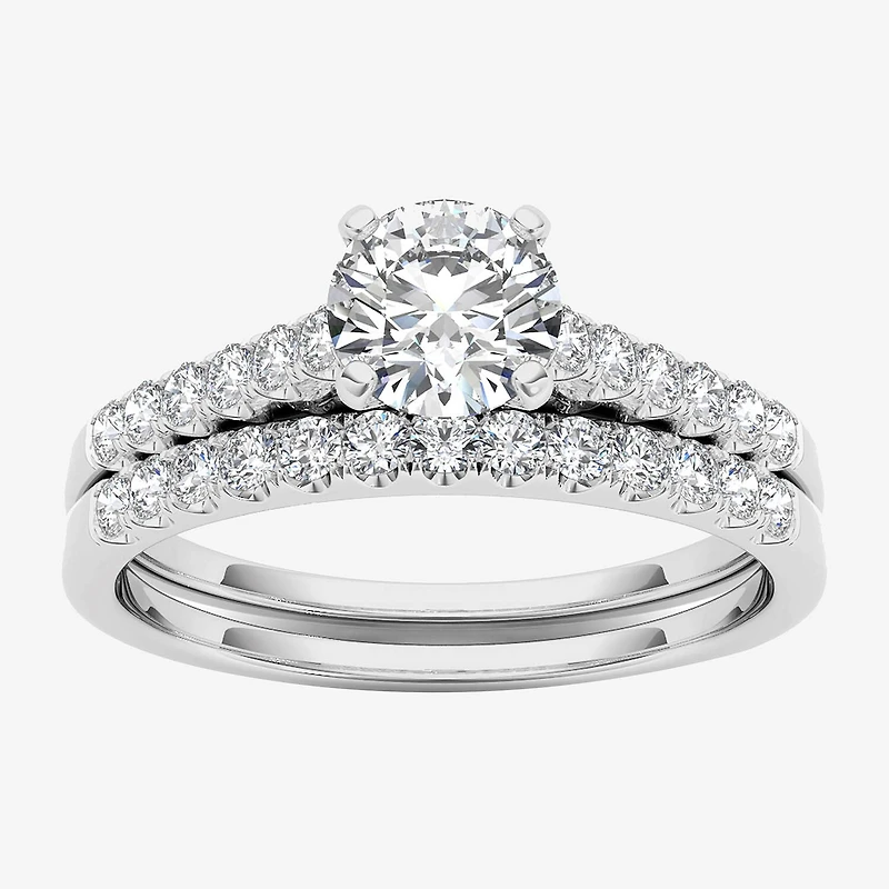 1 CT.T.W. Natural Diamond 10K White Gold Bridal Ring Set