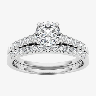 1 CT.T.W. Natural Diamond 10K White Gold Bridal Ring Set