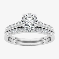 1 CT.T.W. Natural Diamond 10K White Gold Bridal Ring Set
