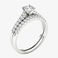 1 CT.T.W. Natural Diamond 10K White Gold Bridal Ring Set