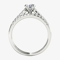 1 CT.T.W. Natural Diamond 10K White Gold Bridal Ring Set