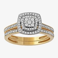 Womens / CT. T.W. Natural White Diamond 10K Gold Cushion Halo Bridal Set