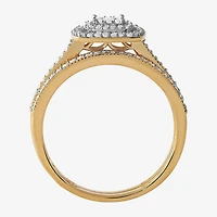 Womens / CT. T.W. Natural White Diamond 10K Gold Cushion Halo Bridal Set