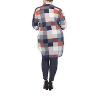 White Mark Womens Plus Roll Tab Long Sleeve Regular Fit Stretch Fabric Button-Down Shirt