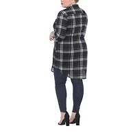 White Mark Womens Plus Roll Tab Long Sleeve Loose Fit Stretch Fabric Button-Down Shirt
