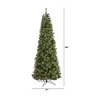 Nearly Natural Cashmere Slim Faux 9 Foot Pre-Lit Christmas Tree