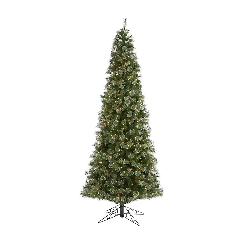 Nearly Natural Cashmere Slim Faux 10 Foot Pre-Lit Christmas Tree