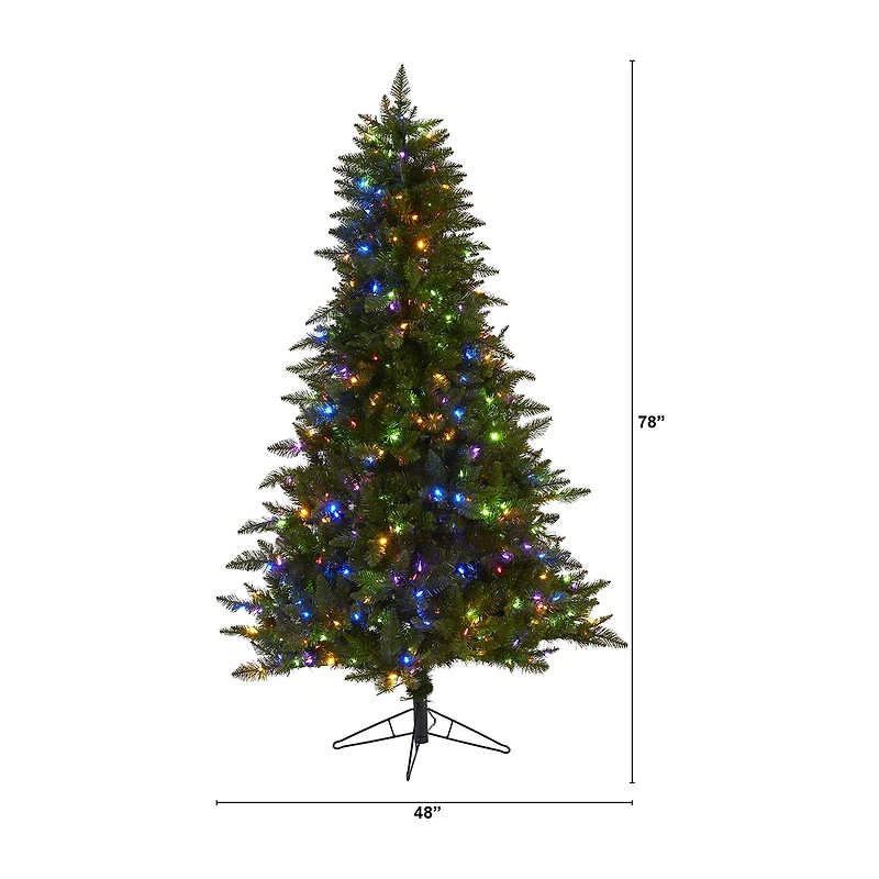 Nearly Natural Faux 6 1/2 Foot Pre-Lit Spruce Christmas Tree