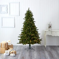 Nearly Natural Faux 6 1/2 Foot Pre-Lit Spruce Christmas Tree