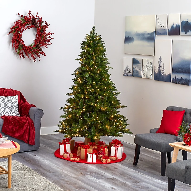 Nearly Natural Faux 6 1/2 Foot Pre-Lit Spruce Christmas Tree