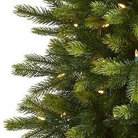 Nearly Natural Faux In Decorative Planter 6 Foot Pre-Lit Fir Christmas Tree