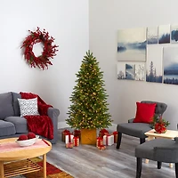 Nearly Natural Faux In Decorative Planter 6 Foot Pre-Lit Fir Christmas Tree
