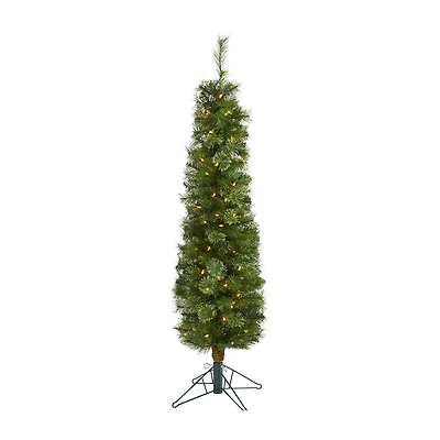 Nearly Natural Pencil Faux Foot Pre-Lit Christmas Tree