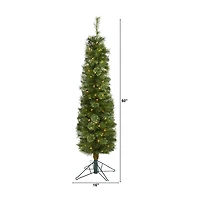 Nearly Natural Pencil Faux Foot Pre-Lit Christmas Tree